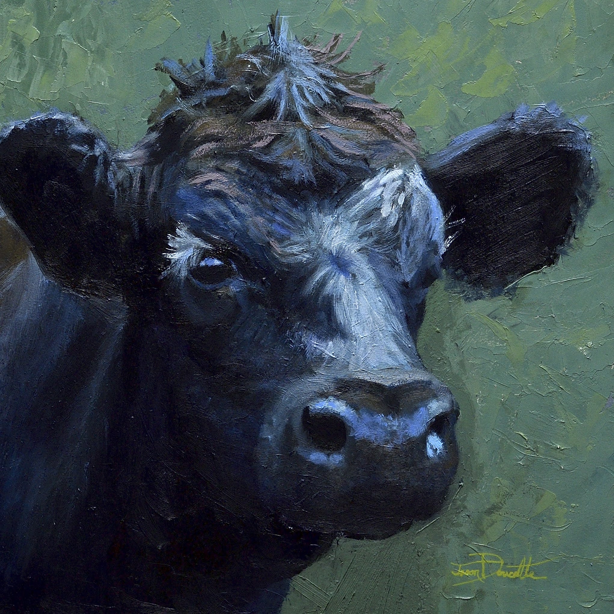 Curious Moo Oil on cradled panel12×12 SOLD